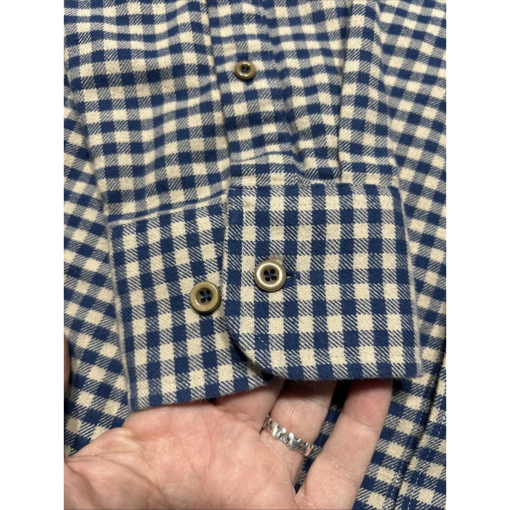 Untuckit Large Blue Beige Check L/S Button Up "Cerasuolo"Flannel Shirt Sz 2XL EC - Picture 6 of 8